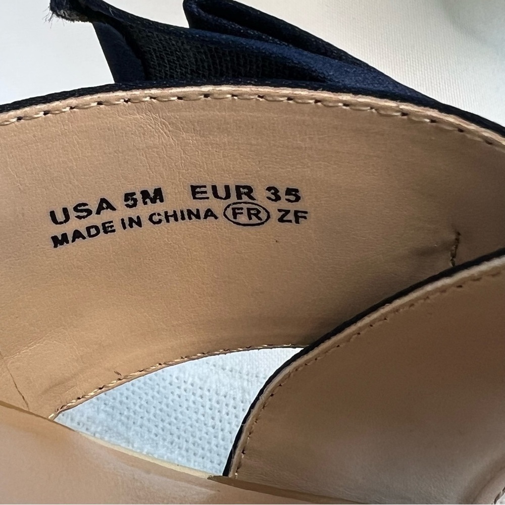 Platform Sandal Flip Flop Nina Navy Satin Gold Sz 5β EUC - Picture 9 of 13